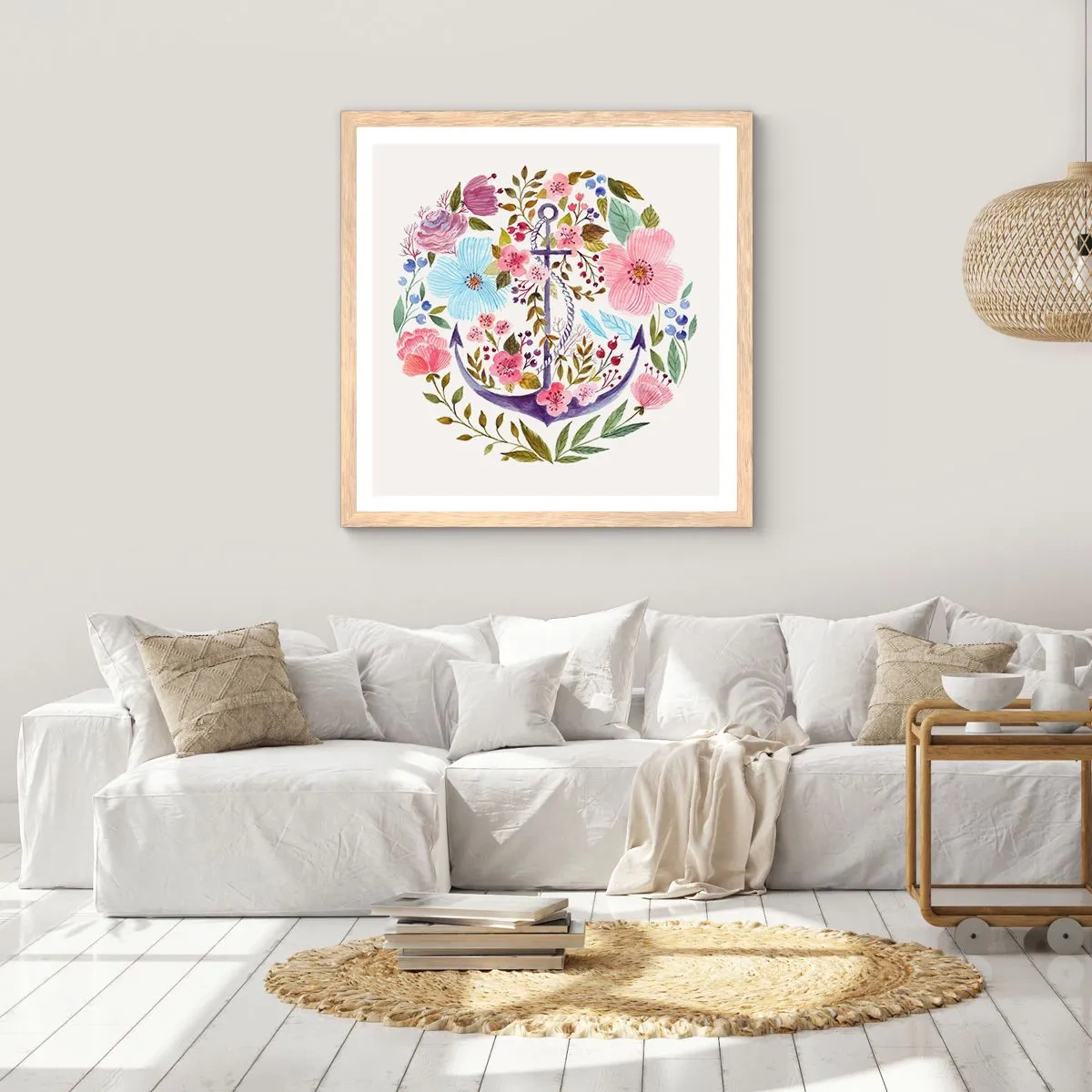 Poster în ramă de stejar deschis - Somnul bun al marinarului - 60x60 cm