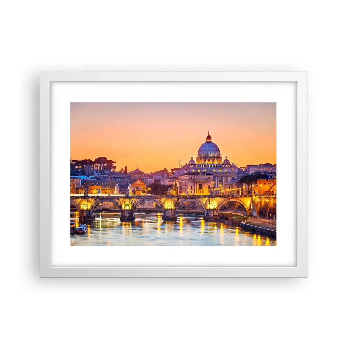Poster în ramă albă - Amurg deasupra Orașului Etern - 40x30 cm