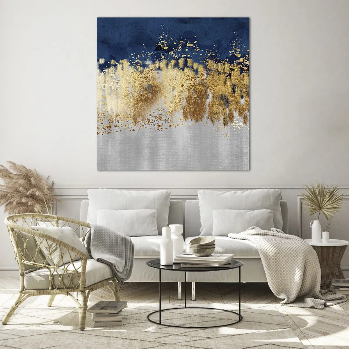Tablou pe sticlă - Compoziție modernă cu bliț - 60x60 cm