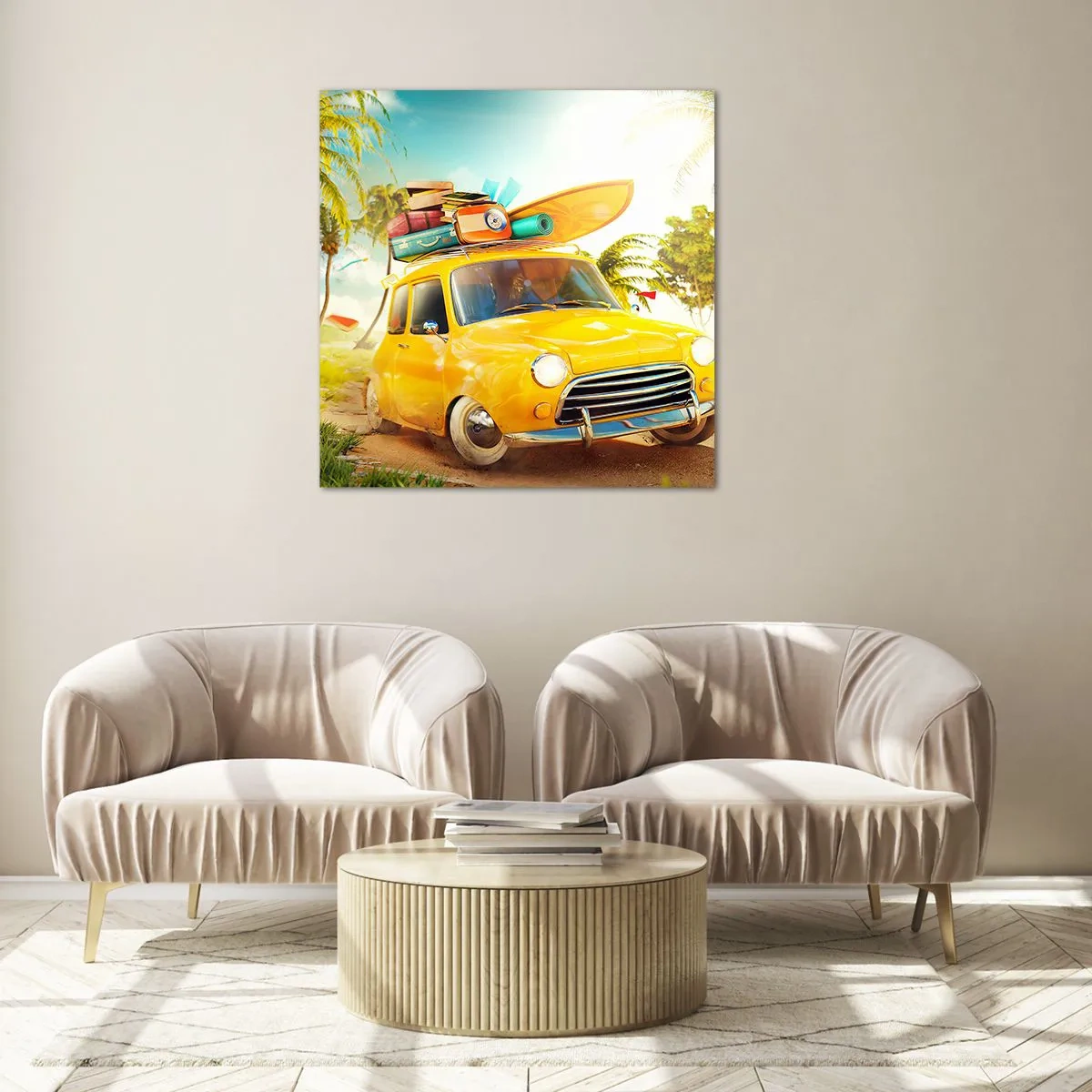 Tablou pe sticlă - O călătorie pentru mai mult decât un zâmbet - 50x50 cm