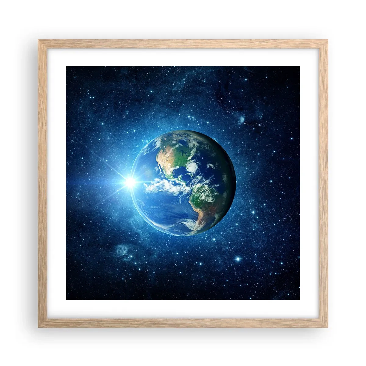 Poster în ramă de stejar deschis - Suntem în ceruri - 50x50 cm