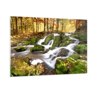 Tablou pe sticlă - Repede prin pădure de toamnă - 120x80 cm