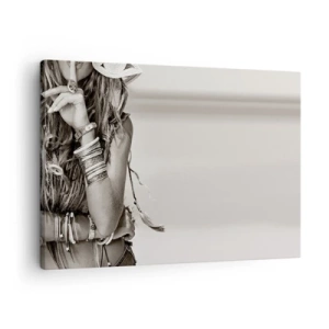 Tablou pe pânză Canvas - Portretul unei femei boho cu bijuterii - 70x50cm - Ca o fată - Decorațiune modernă pentru perete pentru living și dormitor ARTTOR