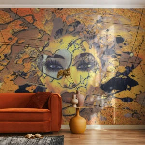 Tapet Premium Canvas - Frumusețe însorită - Abstracția, Chipul de femeie, Ochi - 350x256 cm