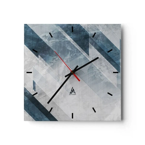 Ceas de perete - Ceas pe sticlă - Compoziția spațială - mișcarea griului - 40x40 cm
