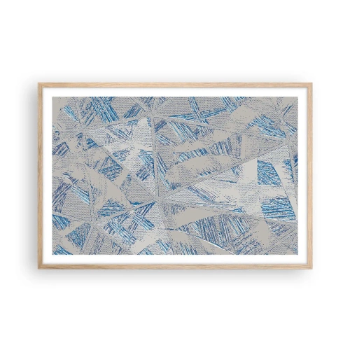 Poster în ramă de stejar deschis - Într-un labirint de gri-albastru - 91x61 cm