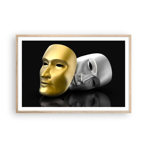 Poster în ramă de stejar deschis - Viața este teatru - 91x61 cm