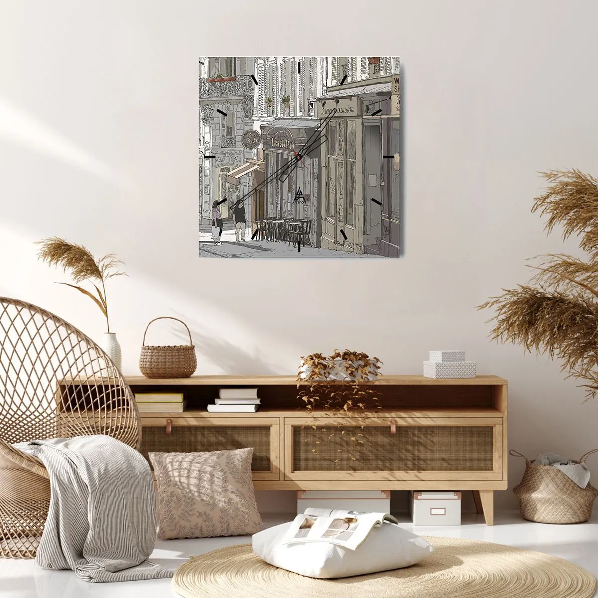 Ceas de perete - Ceas pe sticlă - Bucurii urbane - 30x30 cm