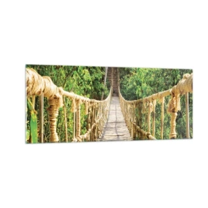 Tablou pe sticlă - Suspendat în verde - 100x40 cm