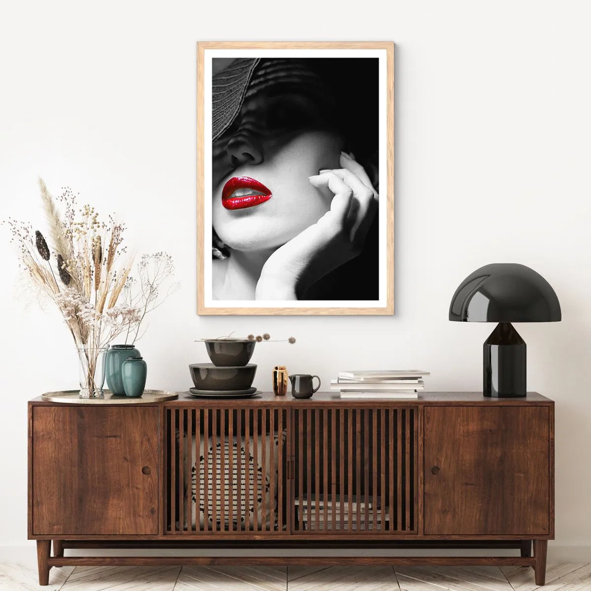 Poster în ramă de stejar deschis - Studiu în stacojiu - 50x70 cm