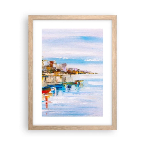 Poster în ramă de stejar deschis - Port urban multicolor - 30x40 cm