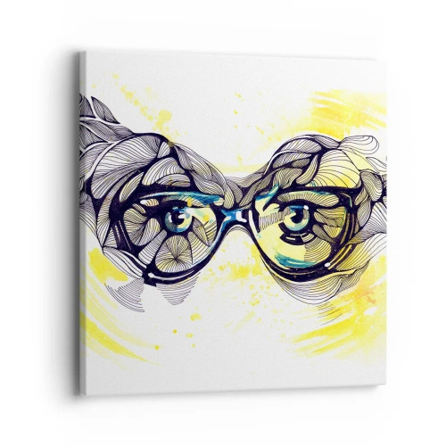 Tablou pe pânză - Prin ochelari albaștri - 40x40 cm