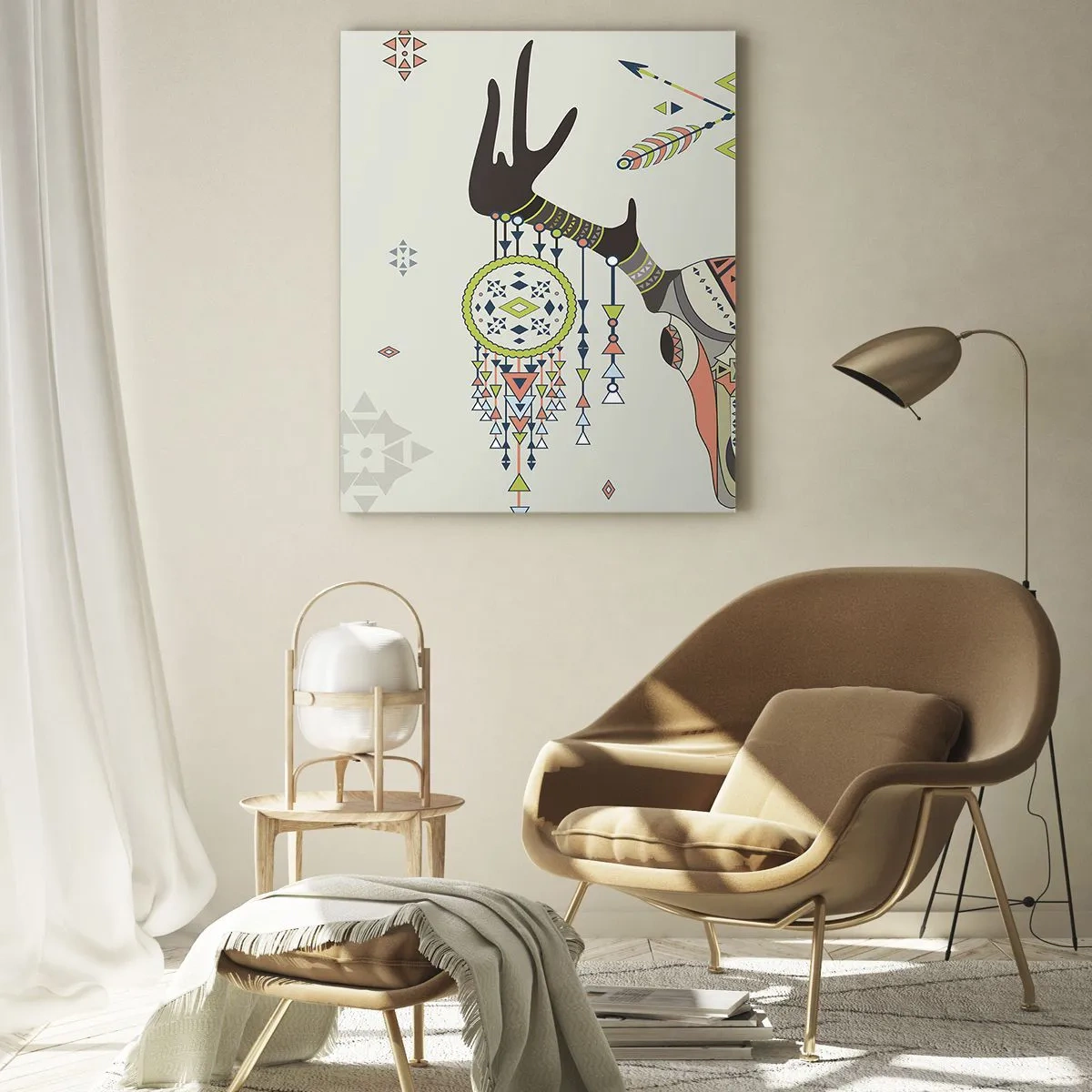 Tablou pe sticlă - Trofeul vânătorului indian - 70x100 cm