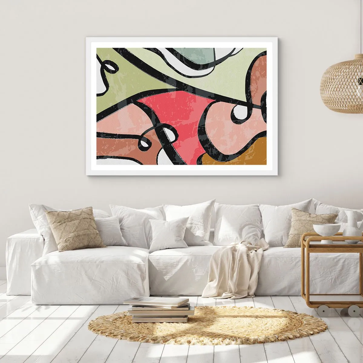 Poster în ramă albă - Piruetă printre culori - 91x61 cm