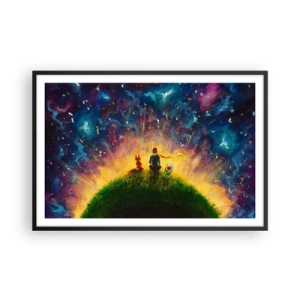 Poster în ramă neagră - Dragoste și prietenie - întreaga lume - 91x61 cm