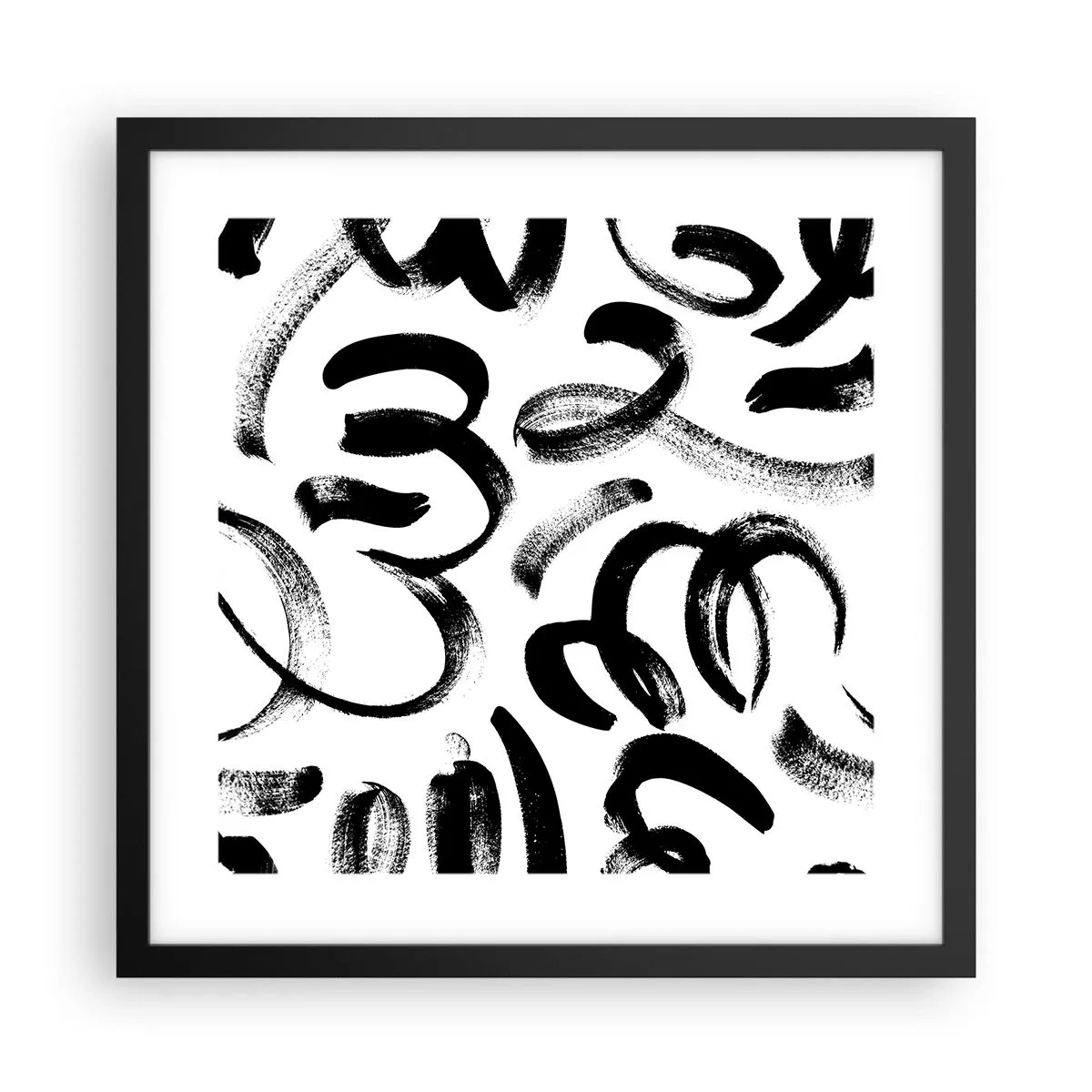 Poster în ramă neagră - Negru pe alb - 40x40 cm