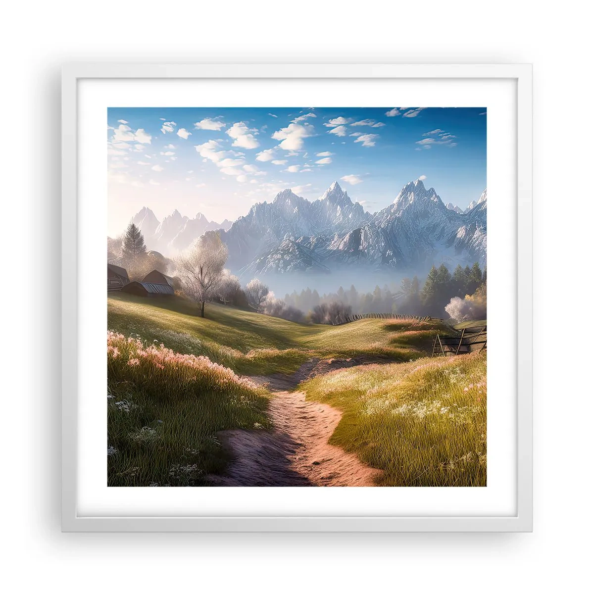 Poster în ramă albă - Valea idilică - 50x50 cm