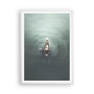 Poster în ramă albă - Peste lacul luminat de lună - 70x100 cm