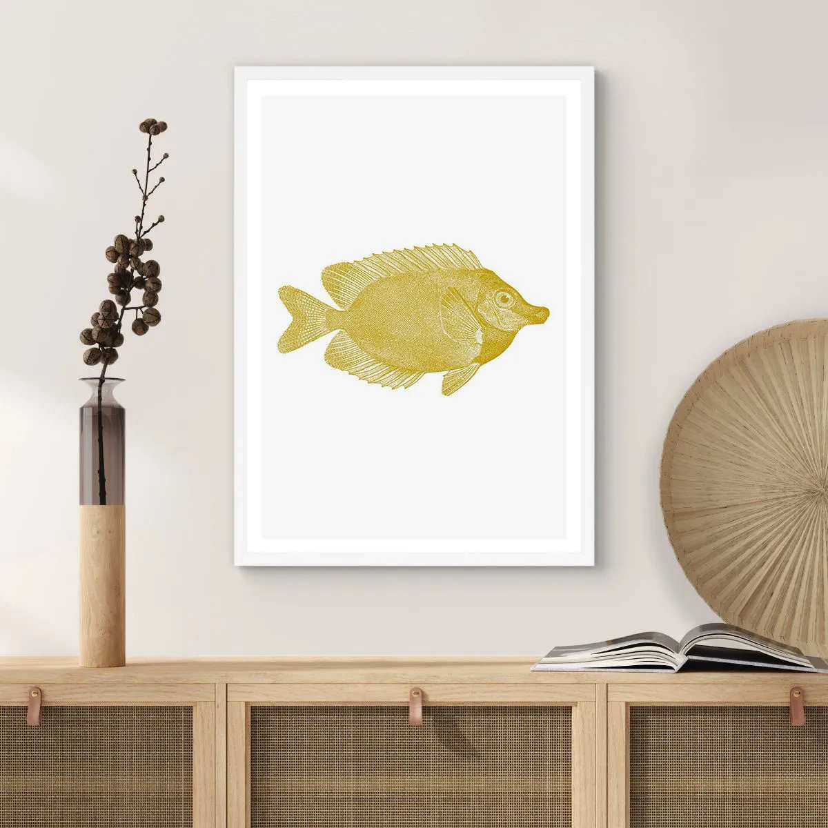 Poster în ramă albă - Pește și atât - 70x100 cm