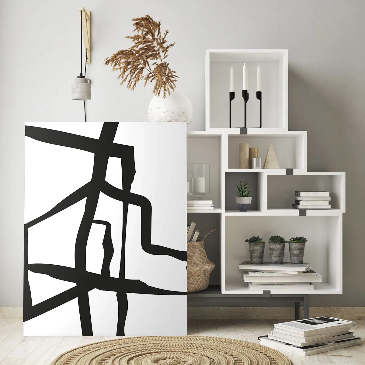Tablou pe sticlă - Construcție în alb și negru - 80x120 cm