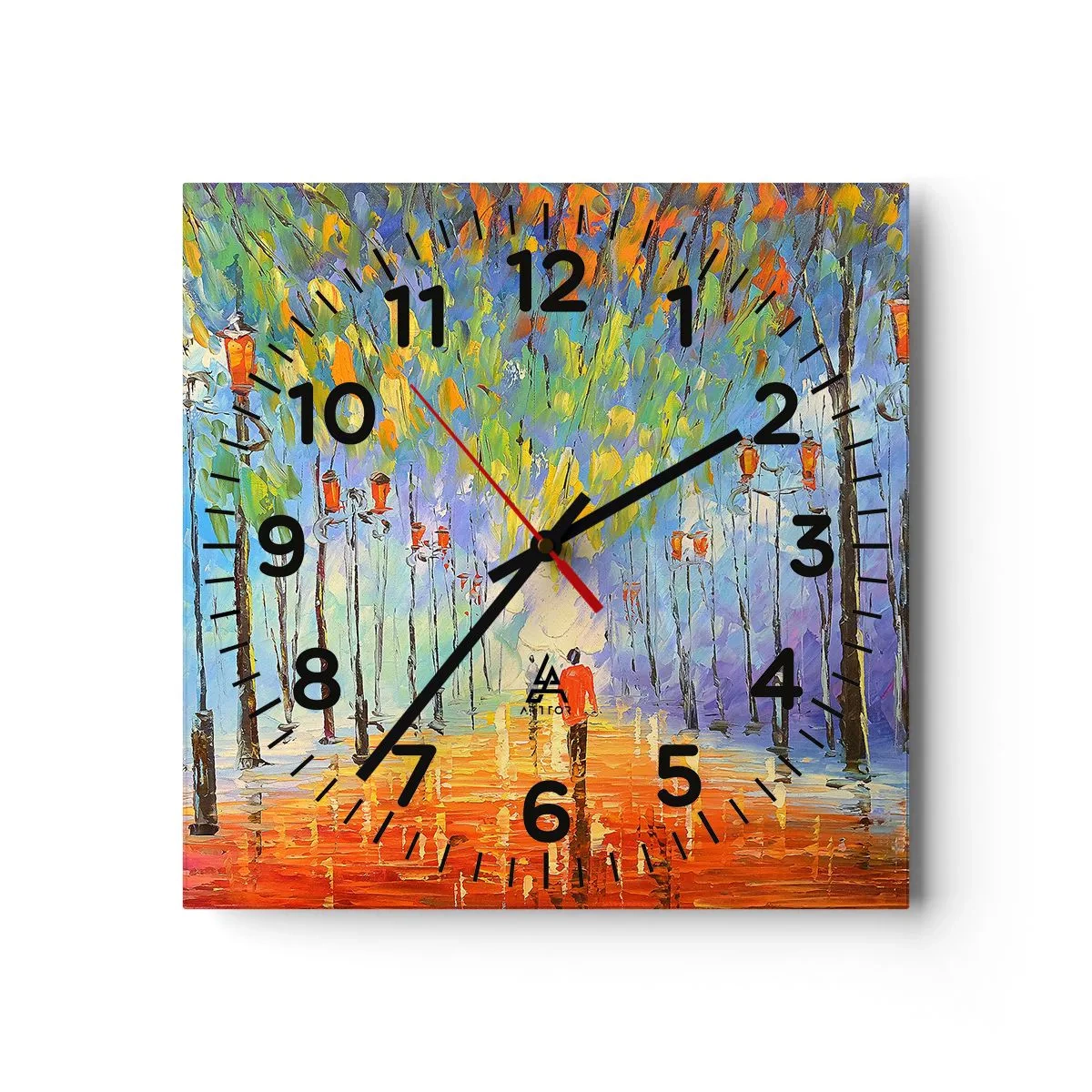 Ceas de perete - Ceas pe sticlă - Cântecul de noapte al ploii - 30x30 cm
