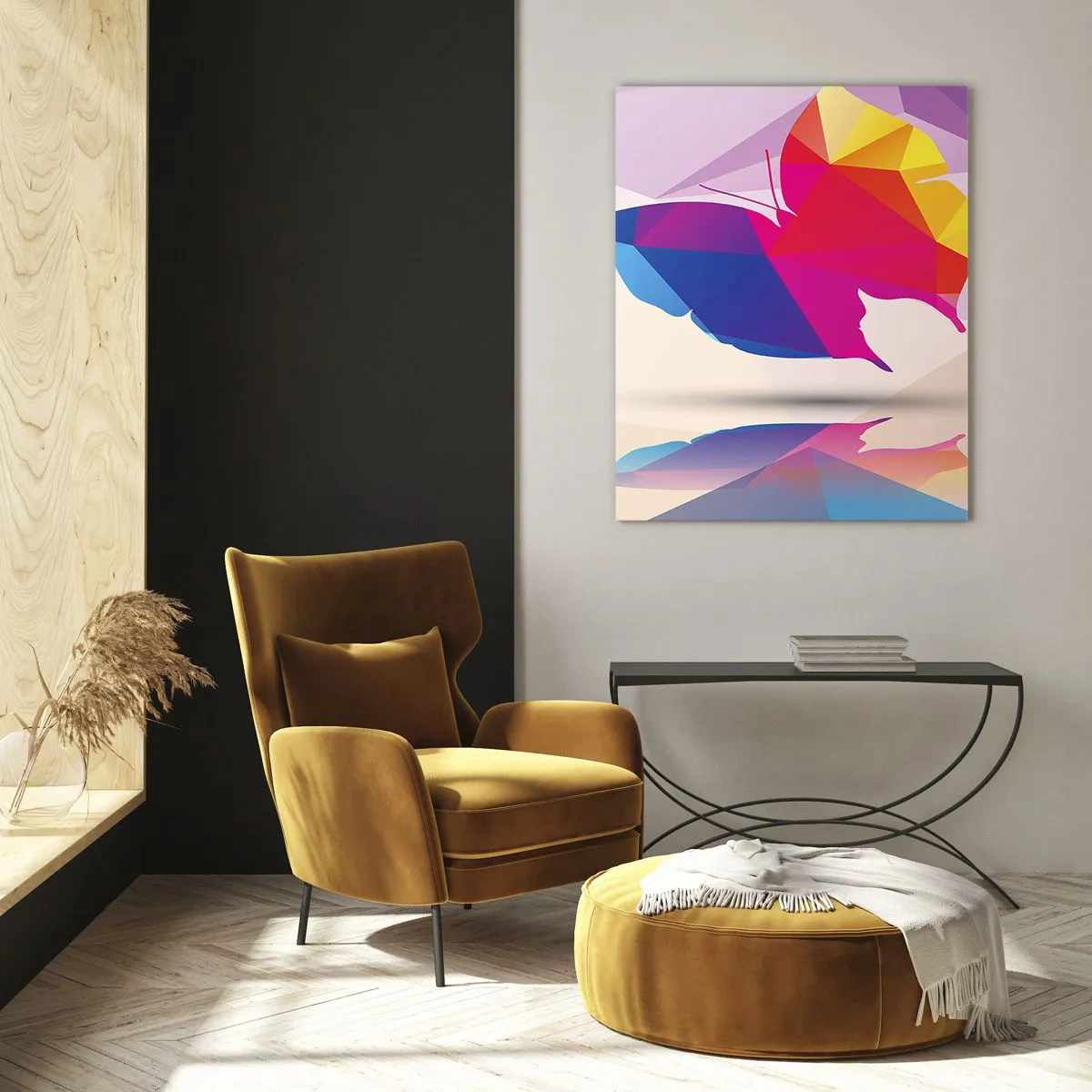 Tablou pe sticlă - Curcubeu de fluture - 50x70 cm