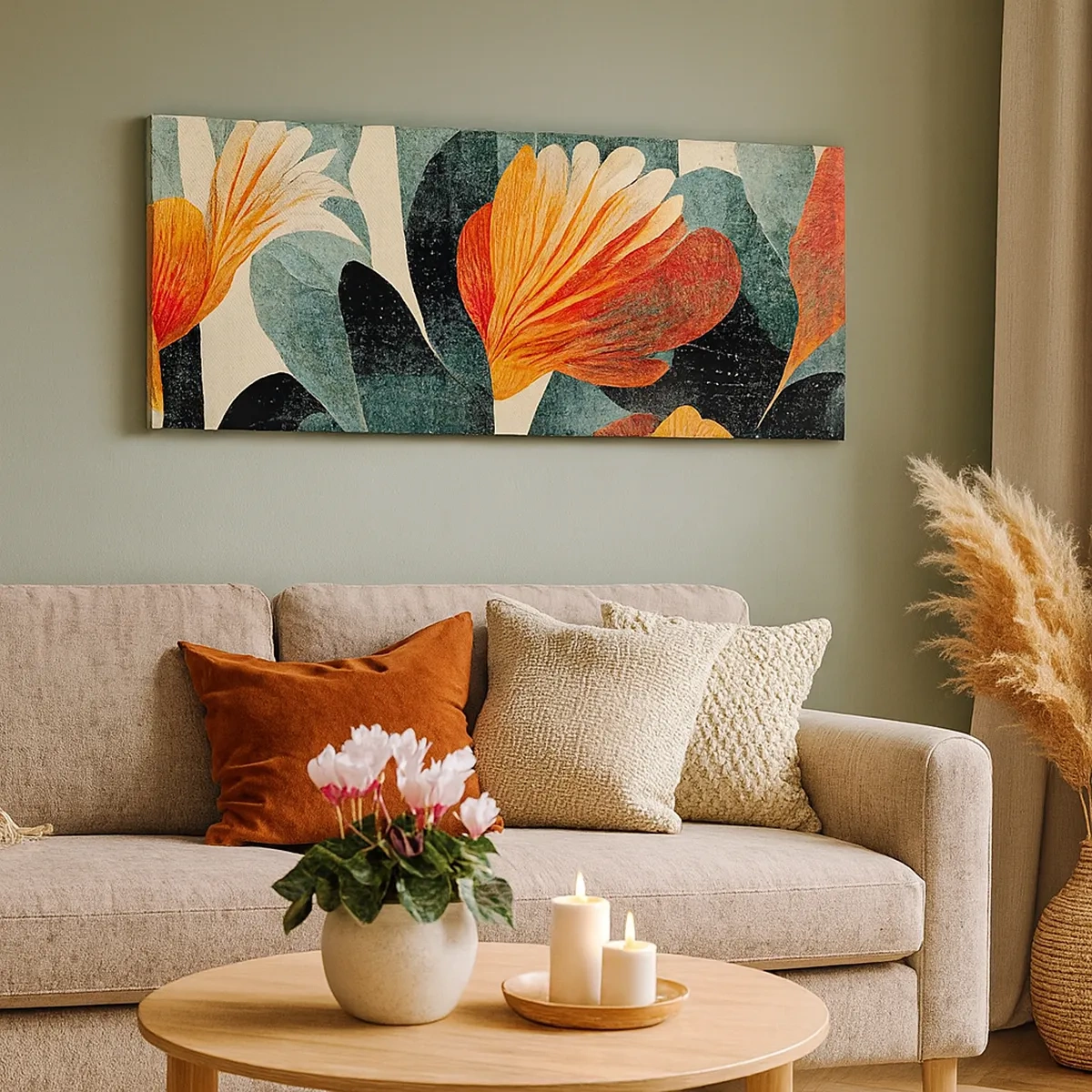 Tablou pe pânză - Căldura de la tropice și răcoarea verdeței - 30x30 cm