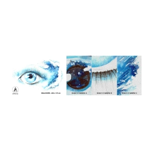 Mostră tapet Premium Sand - Scufundă-te în albastrul privirii - Abstracția, Ochi, Bucată - 100x30 cm