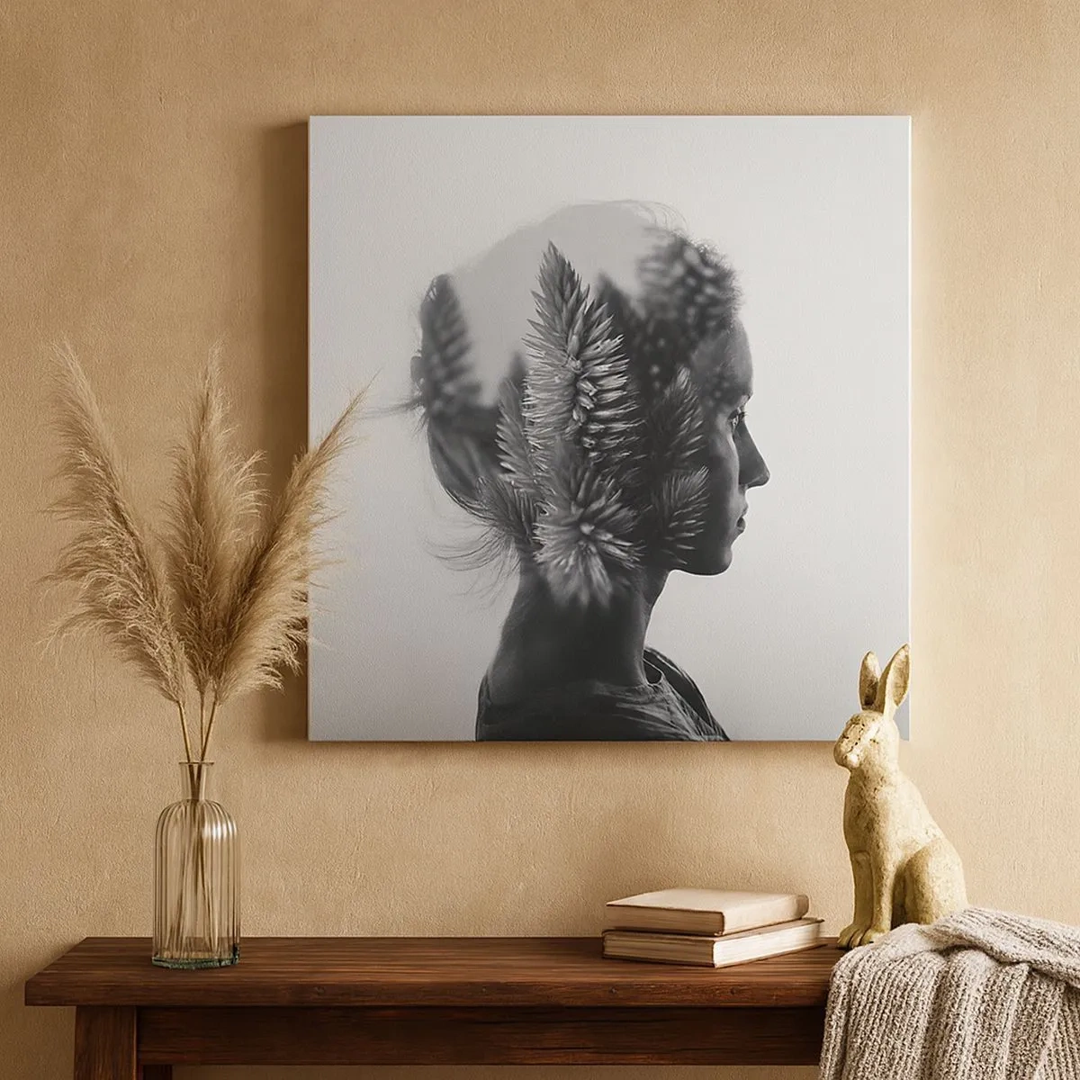 Tablou pe pânză - Doamna din pădurea de pini - 30x30 cm