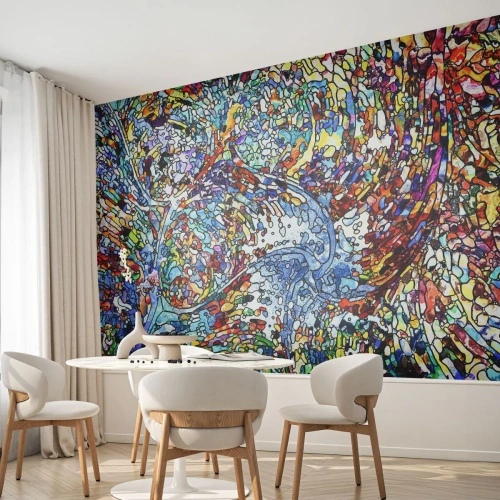 Tapet Autoadeziv Deluxe Sticker - Vitraliu de picături - Abstracția, Bucată, Grafică - 350x256 cm