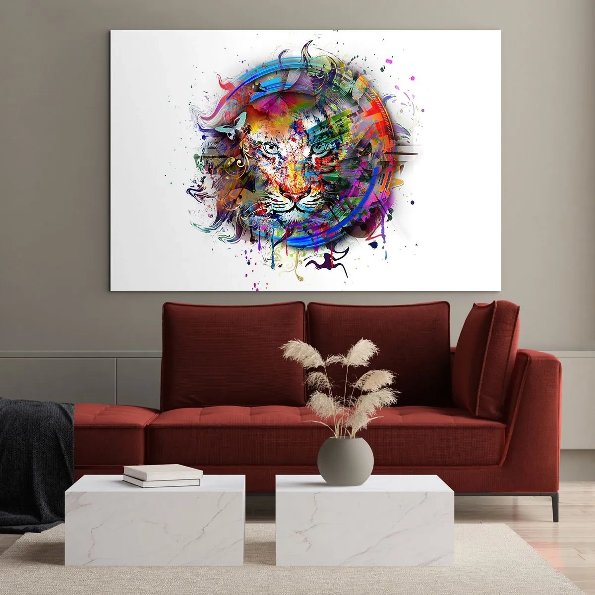 Tablou pe sticlă - Ascunzându-se în spatele voalului curcubeu - 100x70 cm