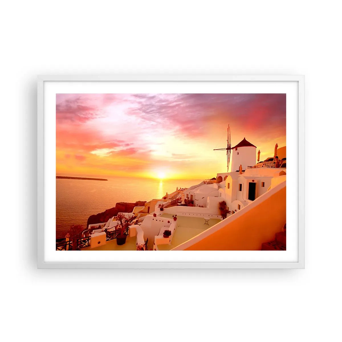 Poster în ramă albă - Dizolvându-se în alb și auriu - 70x50 cm