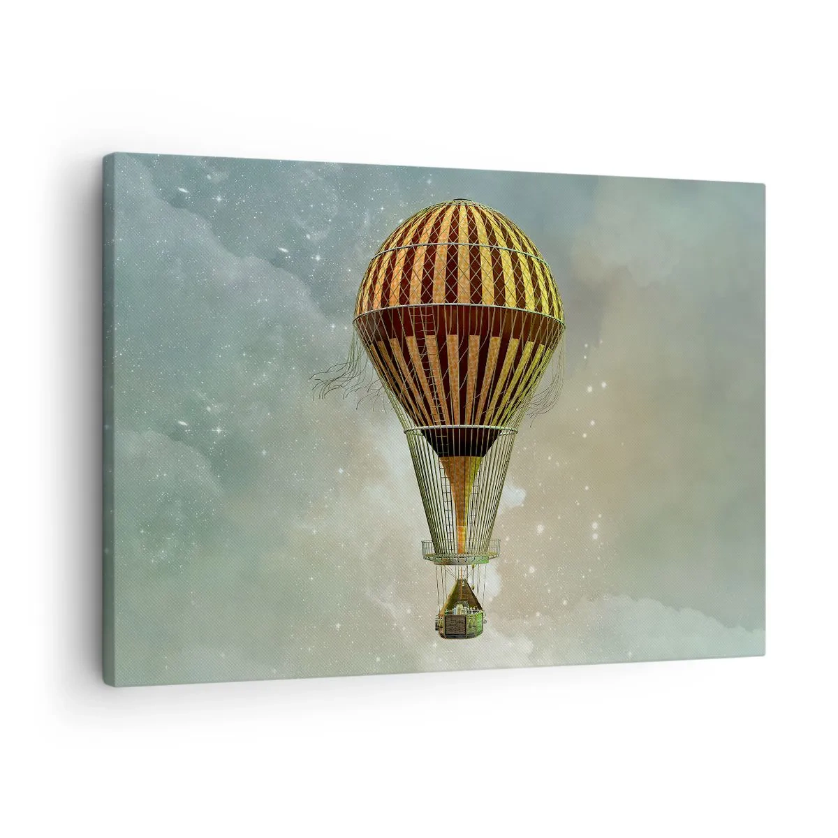 Tablou pe pânză Canvas - Un balon cu aer cald plutind printre nori - 70x50cm - Zboruri de pionierat - Decorațiune modernă pentru perete pentru living și dormitor ARTTOR