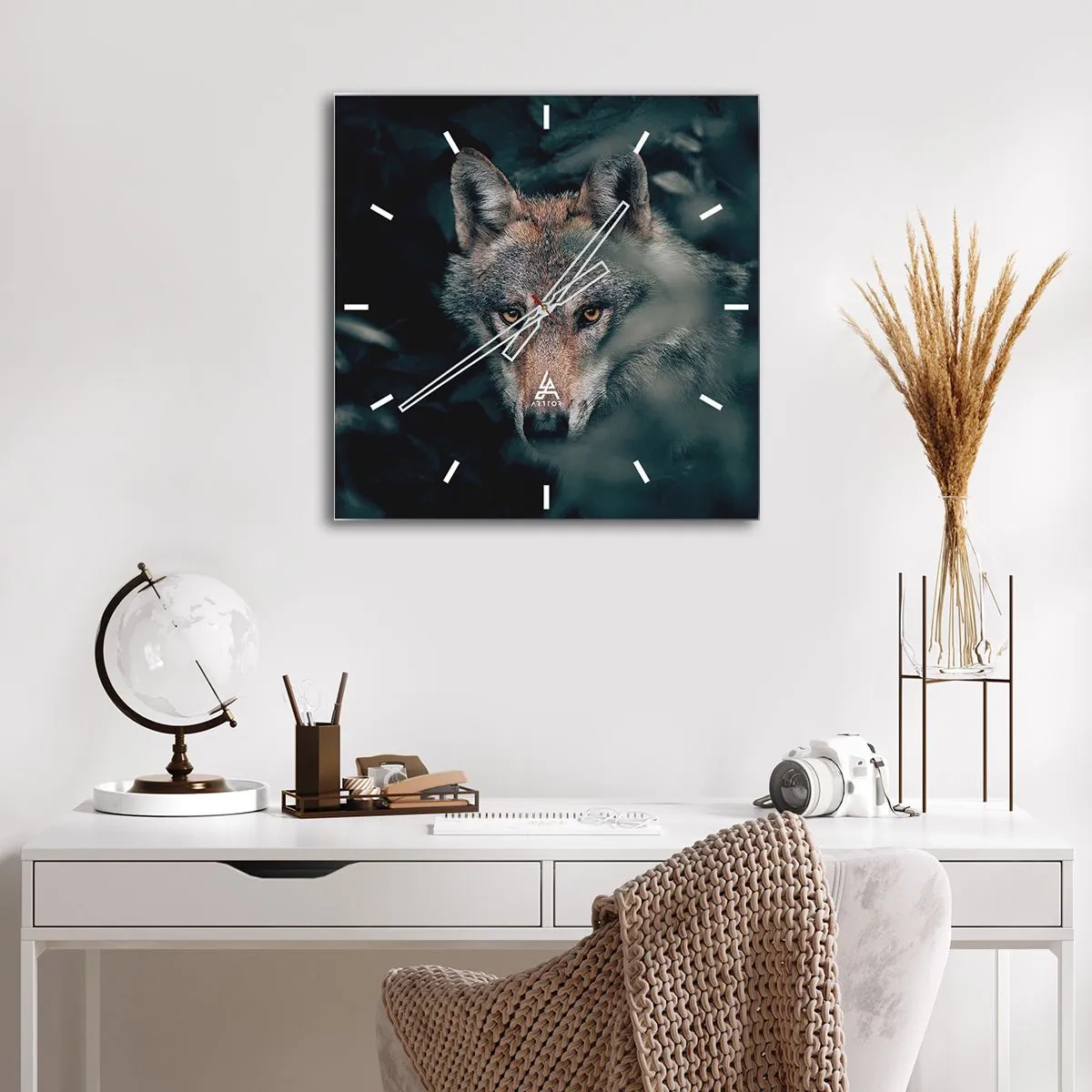 Ceas de perete - Ceas pe sticlă - Vânător - 30x30 cm