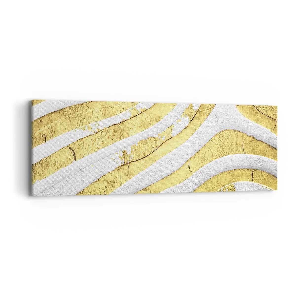 Tablou pe pânză - Compoziția în alb și auriu - 90x30 cm
