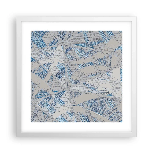 Poster în ramă albă - Într-un labirint de gri-albastru - 40x40 cm