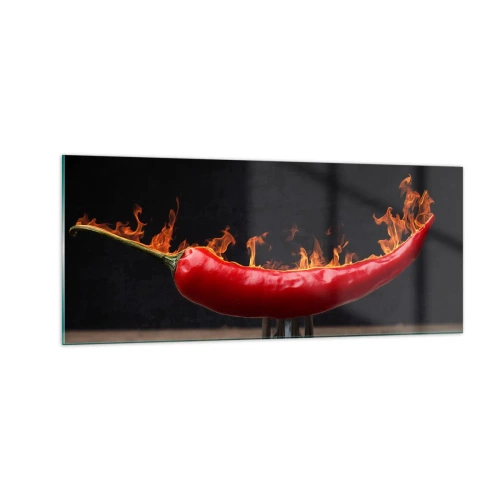 Tablou pe sticlă - O gustare înflăcărată - 100x40 cm