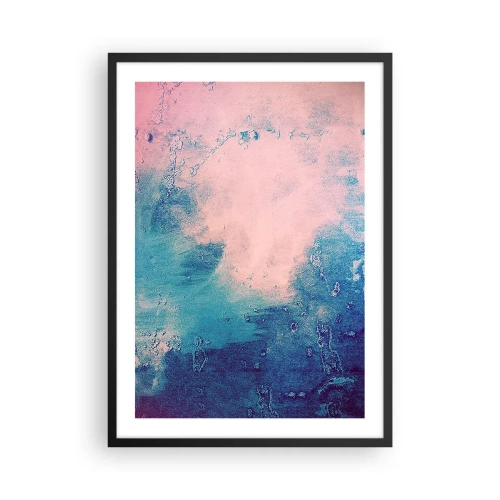 Poster în ramă neagră - Compoziție abstractă în nuanțe de albastru și roz - 50x70cm - Îmbrățișare albastră - Decorațiune modernă pentru perete pentru living și dormitor ARTTOR