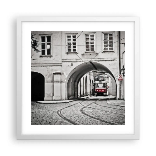 Poster în ramă albă - Printr-un labirint urban - 40x40 cm