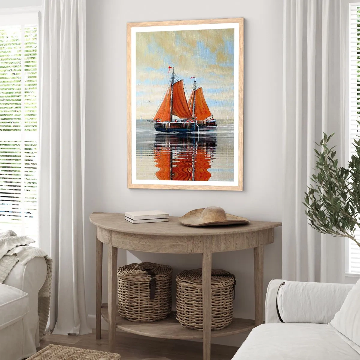 Poster în ramă de stejar deschis - Hei, marinarule, navighează... - 70x100 cm