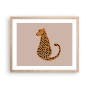 Poster în ramă de stejar deschis - Modelul leopard este tot timpul la modă - 50x40 cm