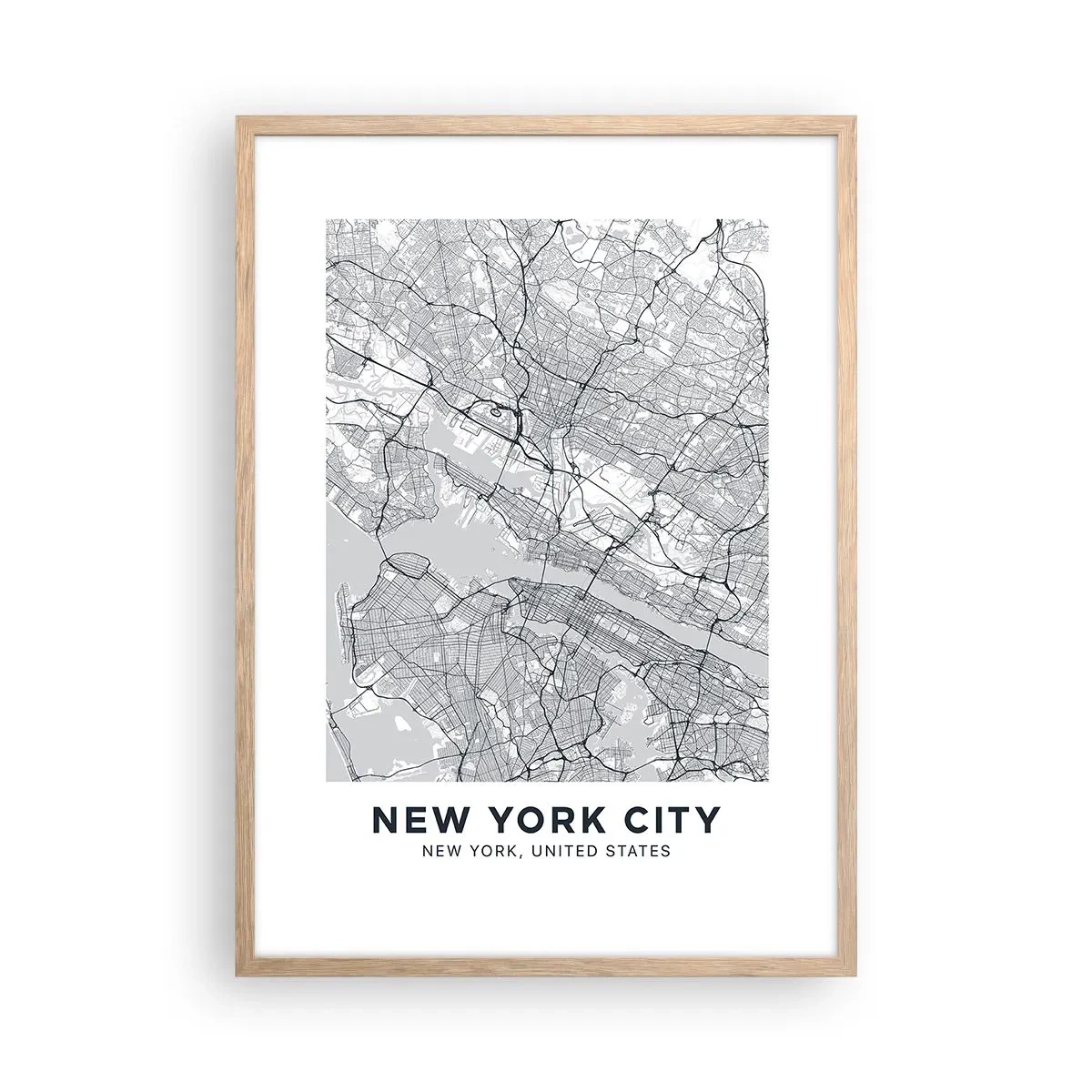 Poster în ramă de stejar deschis - Anatomia unei metropole - 50x70 cm