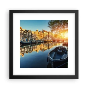 Poster în ramă neagră - Dimineața în Amsterdam - 30x30 cm