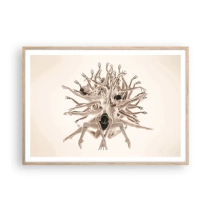 Poster în ramă de stejar deschis - Înflorirea în dans - 100x70 cm