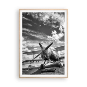 Poster în ramă de stejar deschis - Abia aștept! - 70x100 cm