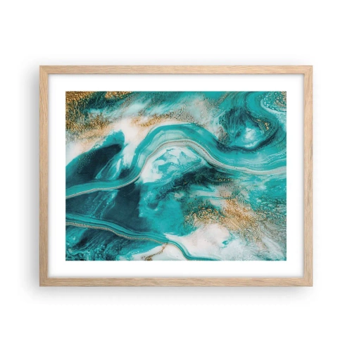 Poster în ramă de stejar deschis - Râul de aur - 50x40 cm