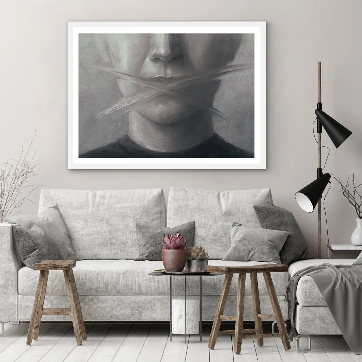 Poster în ramă albă - Nici un cuvânt - 100x70 cm