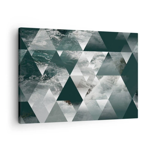 Tablou pe pânză Canvas - Model geometric cu motiv ondulat în nuanțe de verde - 70x50cm - O perspectivă de cristal - Decorațiune modernă pentru perete pentru living și dormitor ARTTOR