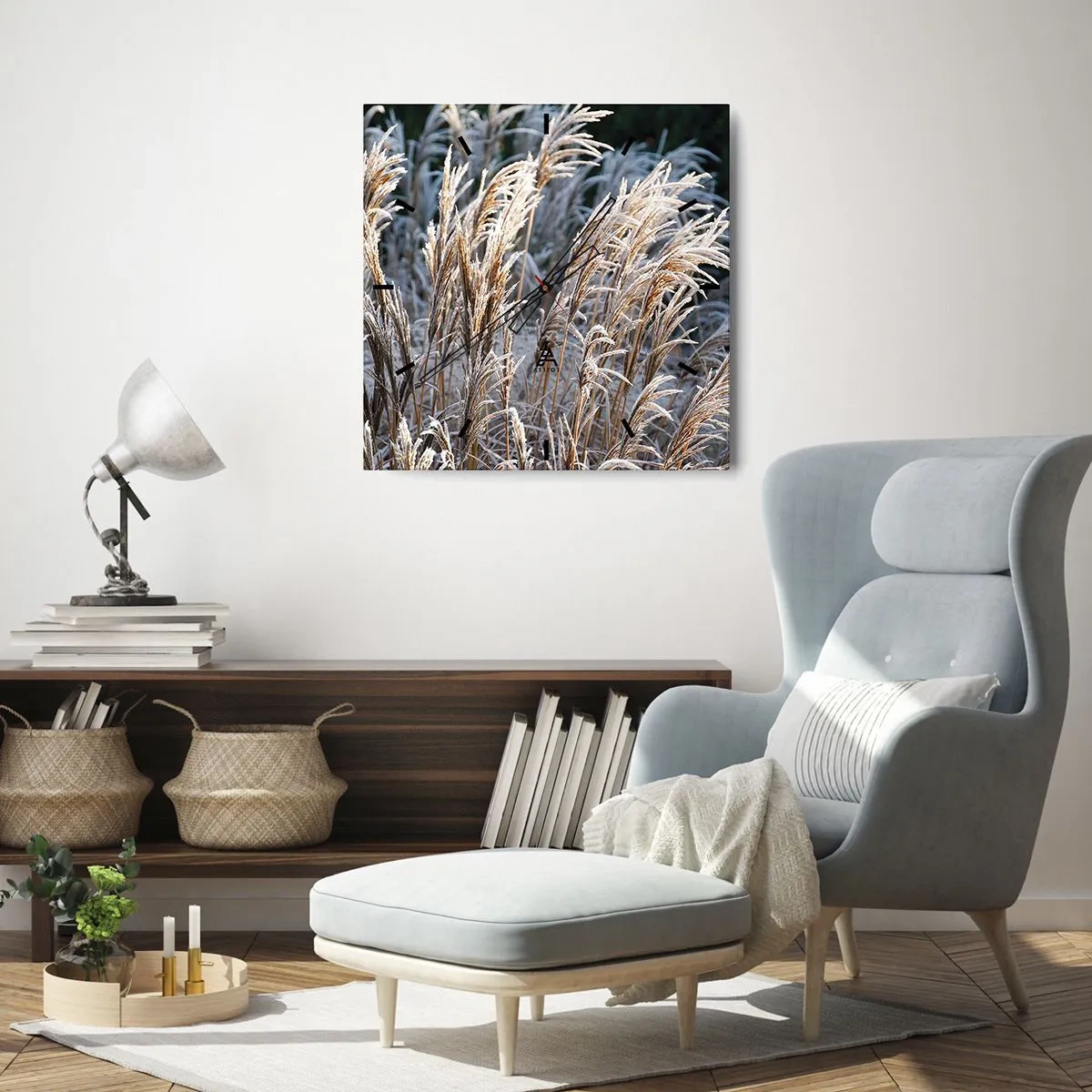 Ceas de perete - Ceas pe sticlă - Împodobite cu brumă - 40x40 cm