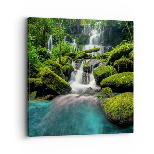 Tablou pe pânză - Turcoaz, safir și argint lichid - 40x40 cm